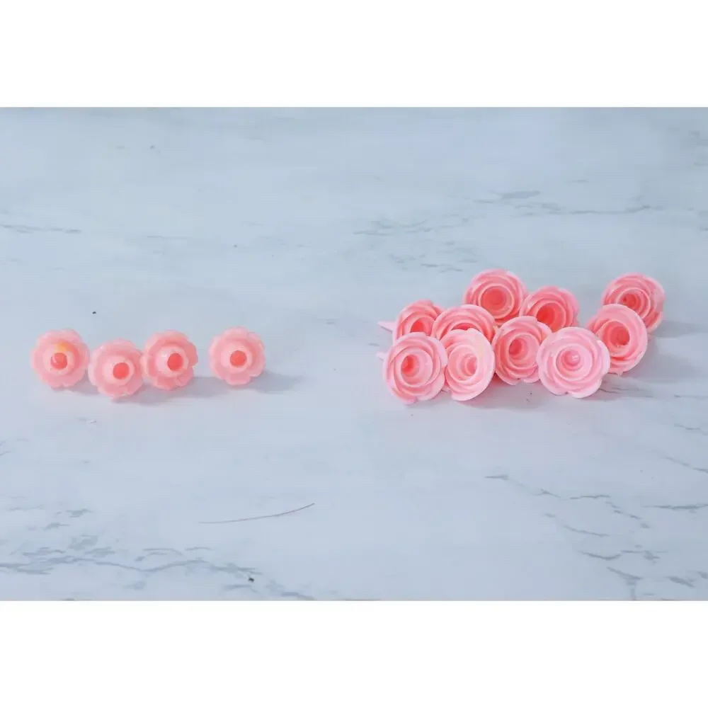 VTG Set of 14 Floral Rose Cake Toppers Candle Holders Retro MCM Birthday Decor